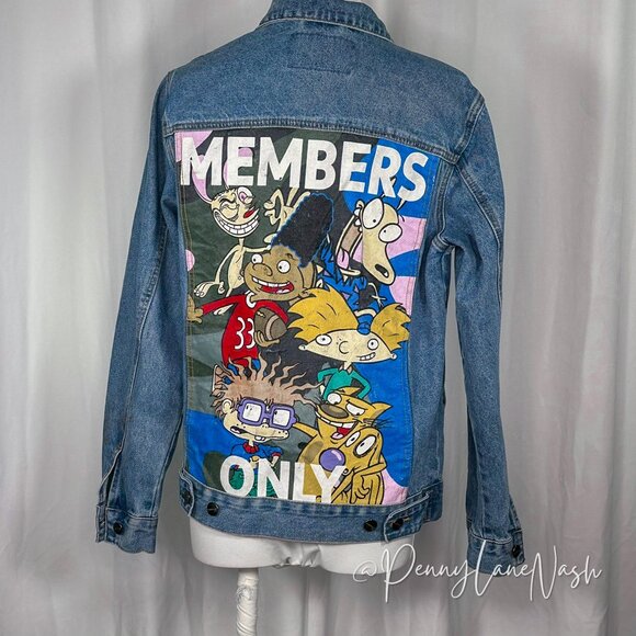 Members Only Nickelodeon Cartoon Handpainted Jean Jacket RARE - Picture 12 of 12